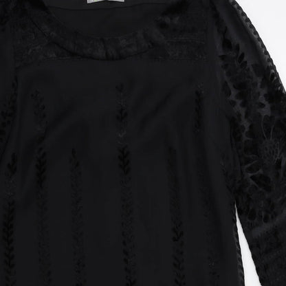 m&s Womens Black Floral  Fit & Flare  Size 8