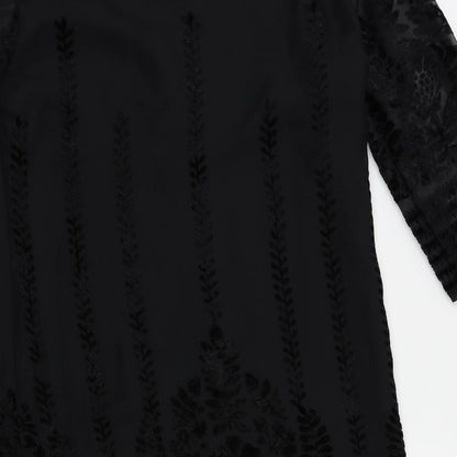 m&s Womens Black Floral  Fit & Flare  Size 8