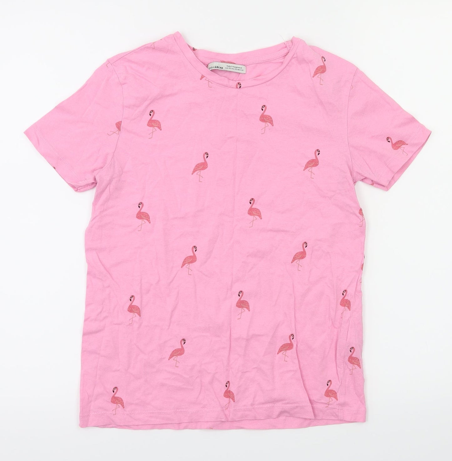 pull bear  Girls Pink Animal Print  Pullover T-Shirt Size XS