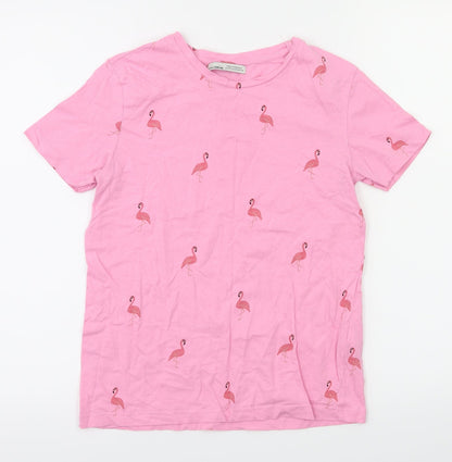 pull bear  Girls Pink Animal Print  Pullover T-Shirt Size XS
