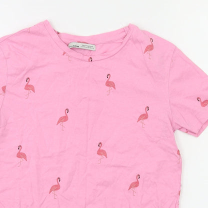 pull bear  Girls Pink Animal Print  Pullover T-Shirt Size XS