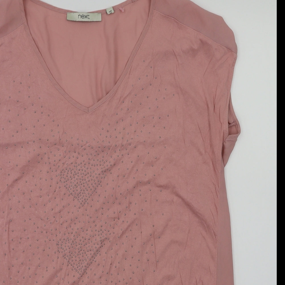 Womens UK Size 14 NEXT Pink Basic Blouse