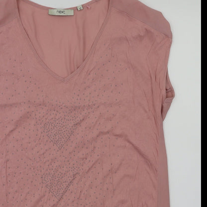 Womens UK Size 14 NEXT Pink Basic Blouse