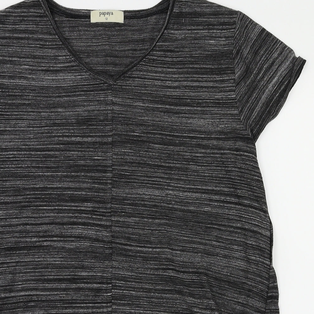 Womens UK Size 12 payapa Black Basic T-Shirt