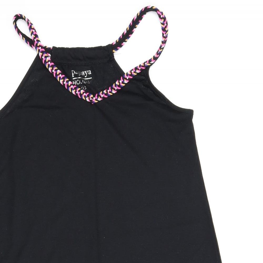 Womens UK Size 8 Papaya Black Tunic Blouse