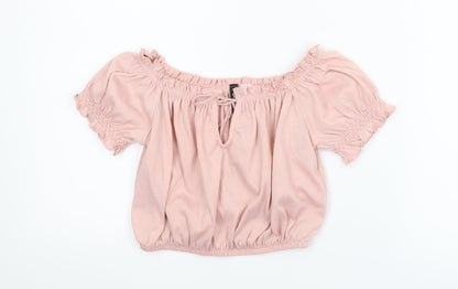 Womens UK Size XS Divided Pink Cropped Blouse