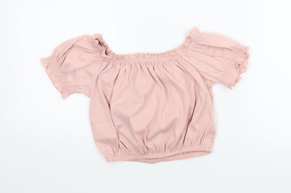 Womens UK Size XS Divided Pink Cropped Blouse