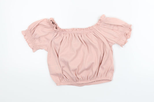 Womens UK Size XS Divided Pink Cropped Blouse