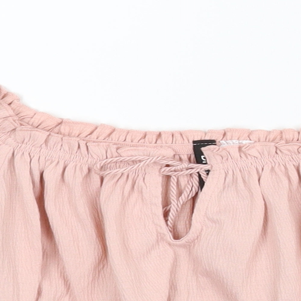 Womens UK Size XS Divided Pink Cropped Blouse