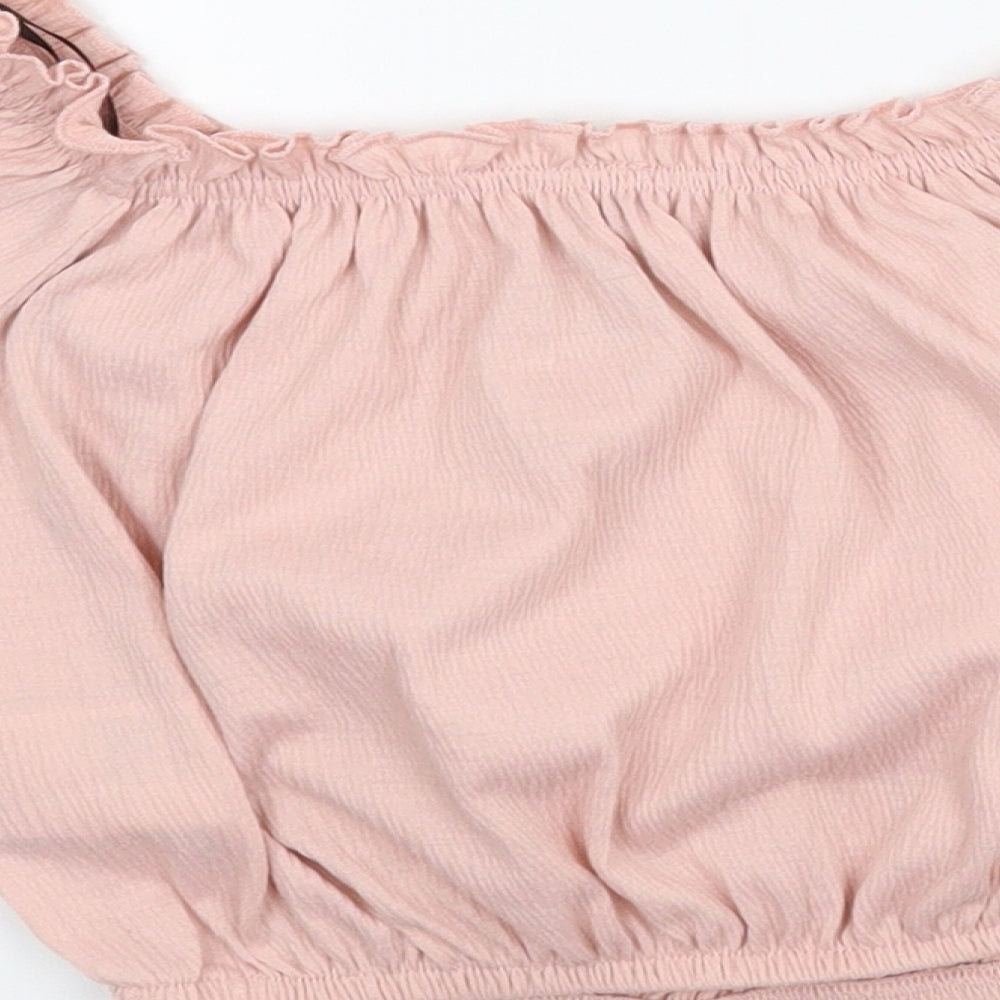 Womens UK Size XS Divided Pink Cropped Blouse