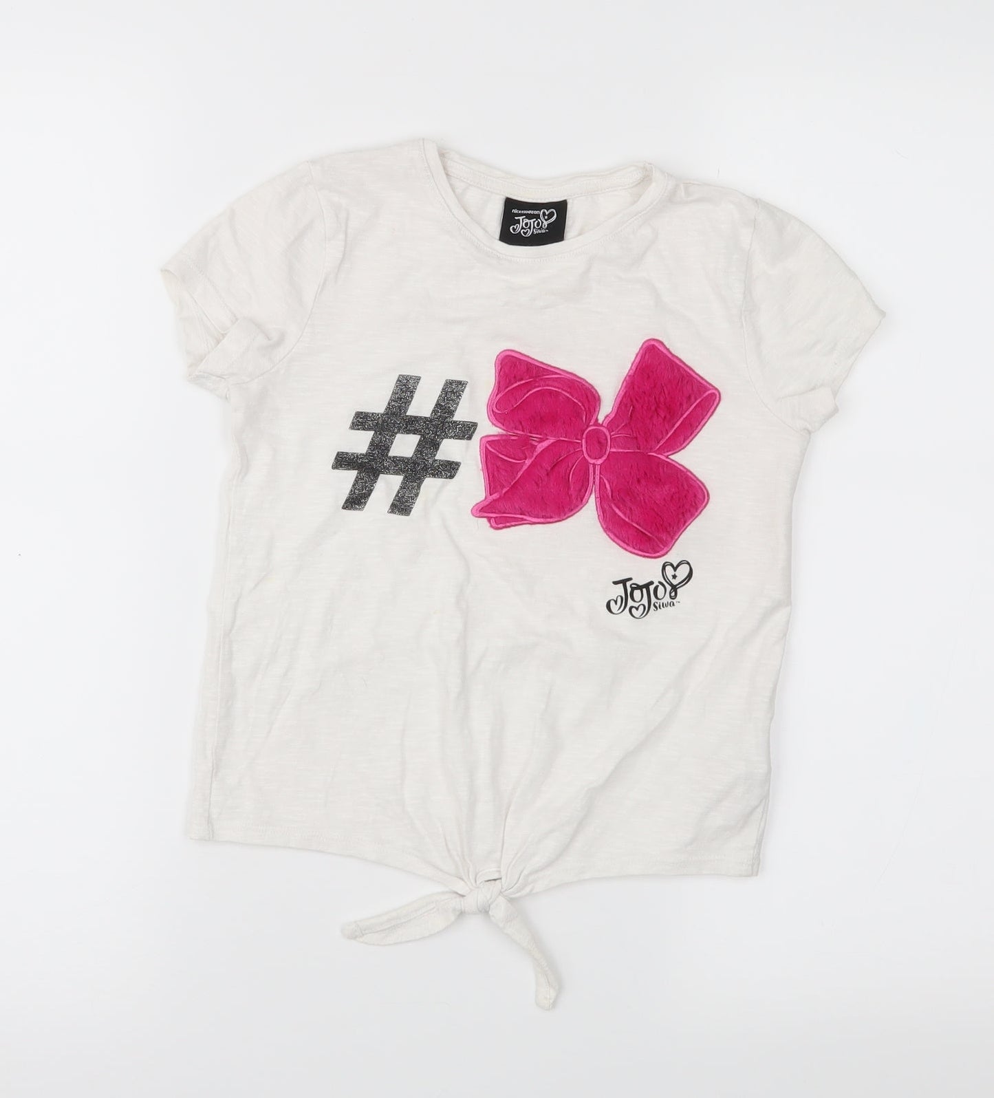 Nickelodeon Girls White  Jersey Basic T-Shirt Size 8-9 Years