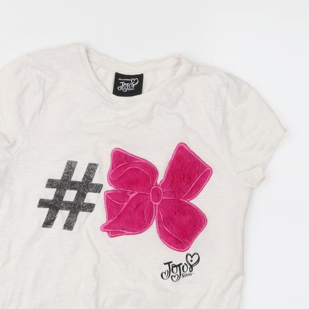 Nickelodeon Girls White  Jersey Basic T-Shirt Size 8-9 Years