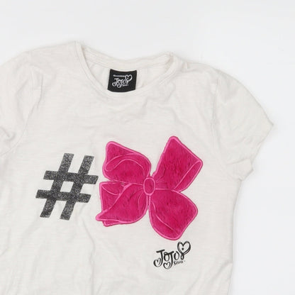 Nickelodeon Girls White  Jersey Basic T-Shirt Size 8-9 Years