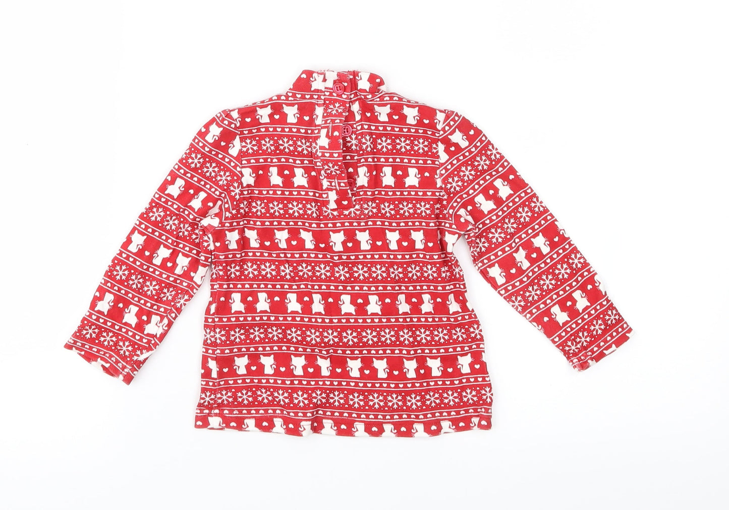 George Girls Red Fair Isle Jersey Basic T-Shirt Size 9-12 Months