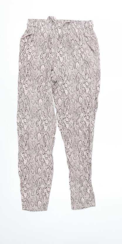 Primark Womens Brown Animal Print  Trousers  Size 4 L28 in