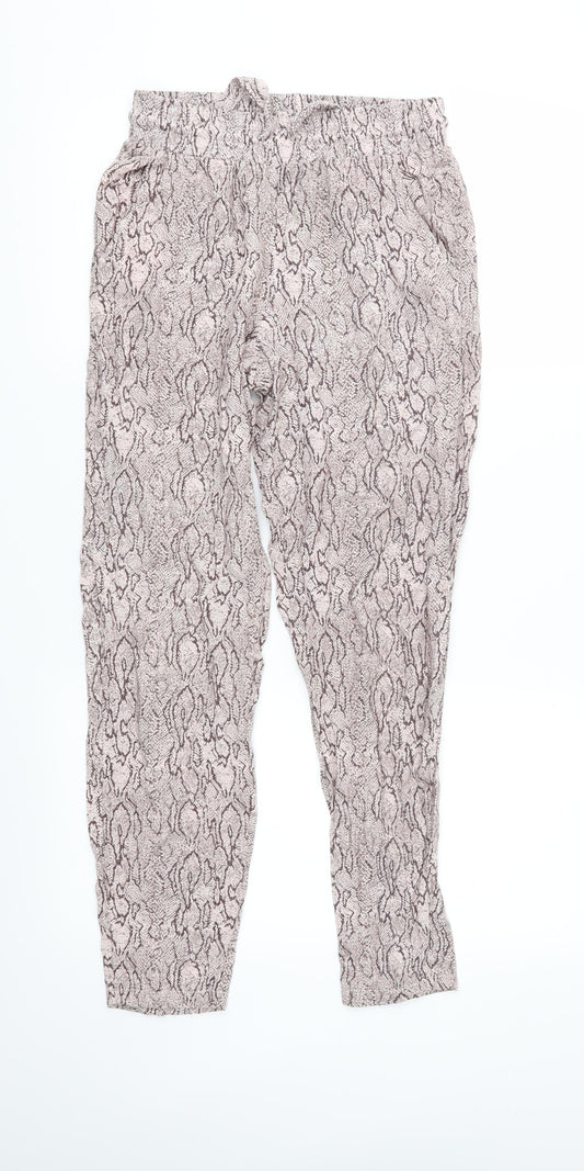 Primark Womens Brown Animal Print  Trousers  Size 4 L28 in
