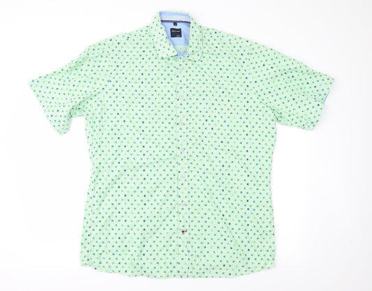 Mens UK Size L Olymp Green  Button-Up Short Sleeve Casual Shirt