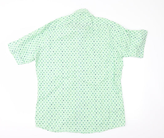 Mens UK Size L Olymp Green  Button-Up Short Sleeve Casual Shirt