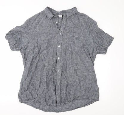 Mens UK Size XL Pep & Co Grey  Button-Up Short Sleeve Casual Shirt