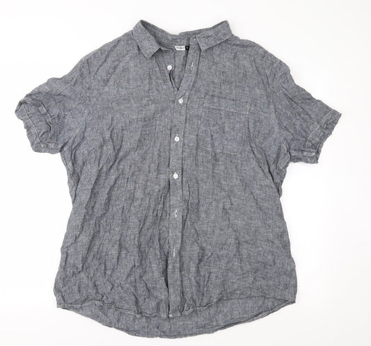 Mens UK Size XL Pep & Co Grey  Button-Up Short Sleeve Casual Shirt