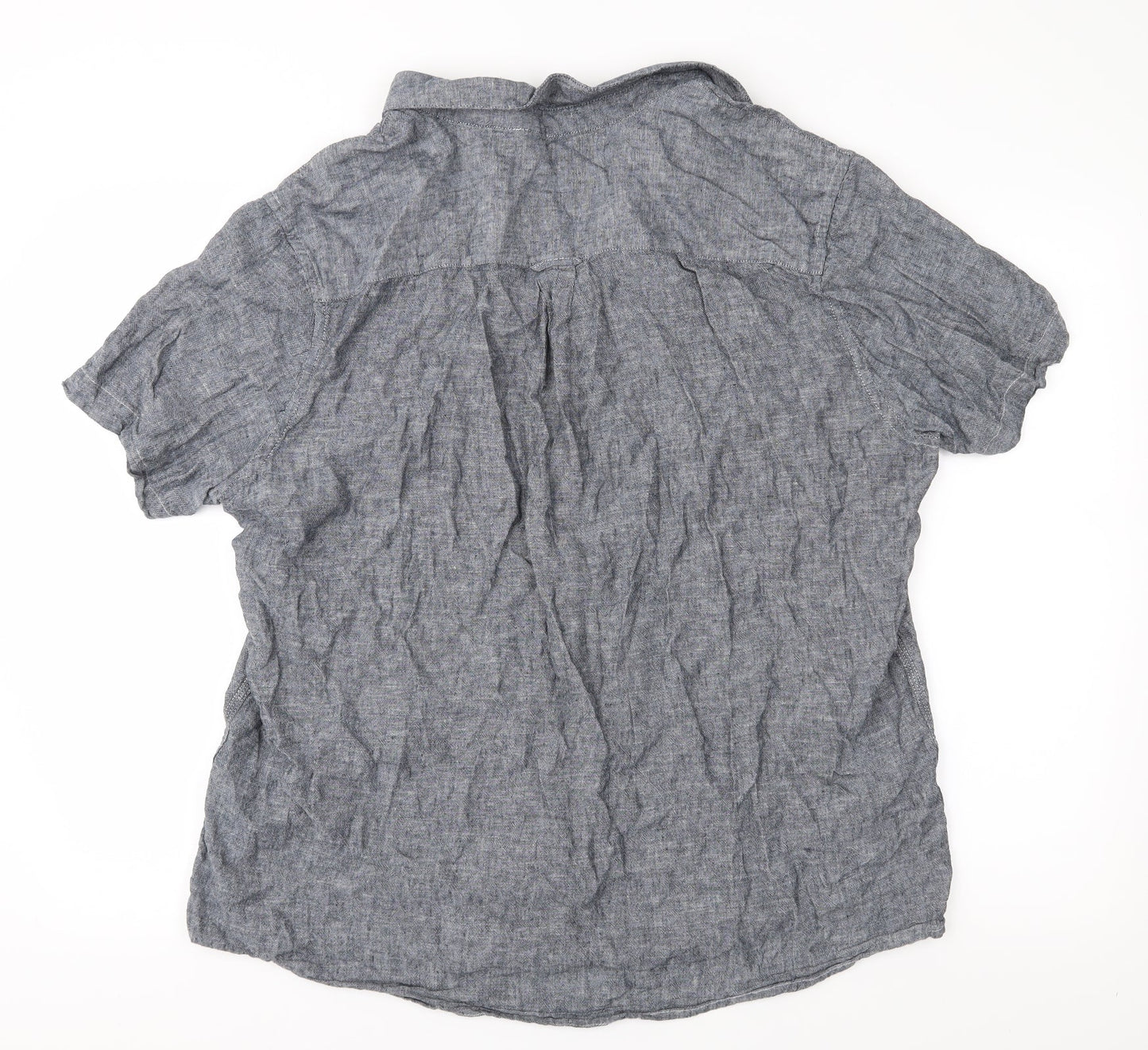 Mens UK Size XL Pep & Co Grey  Button-Up Short Sleeve Casual Shirt