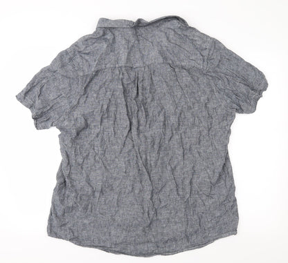 Mens UK Size XL Pep & Co Grey  Button-Up Short Sleeve Casual Shirt