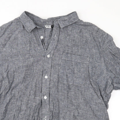 Mens UK Size XL Pep & Co Grey  Button-Up Short Sleeve Casual Shirt