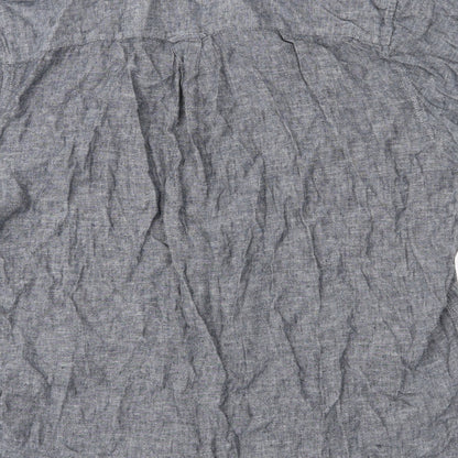 Mens UK Size XL Pep & Co Grey  Button-Up Short Sleeve Casual Shirt