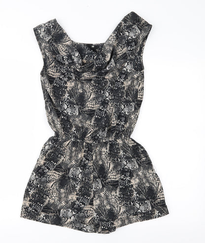 H&M Womens Black Geometric  Playsuit One-Piece Size 6