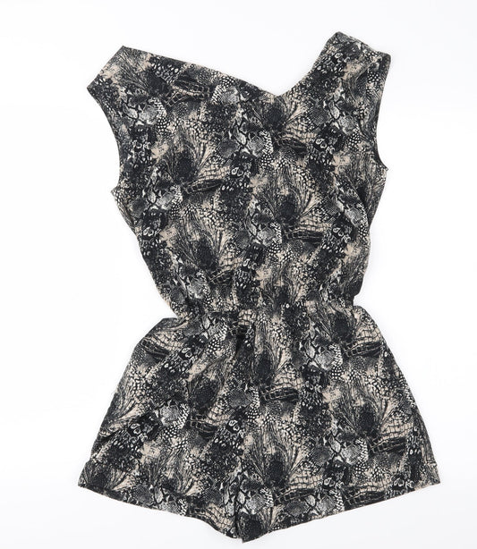 H&M Womens Black Geometric  Playsuit One-Piece Size 6