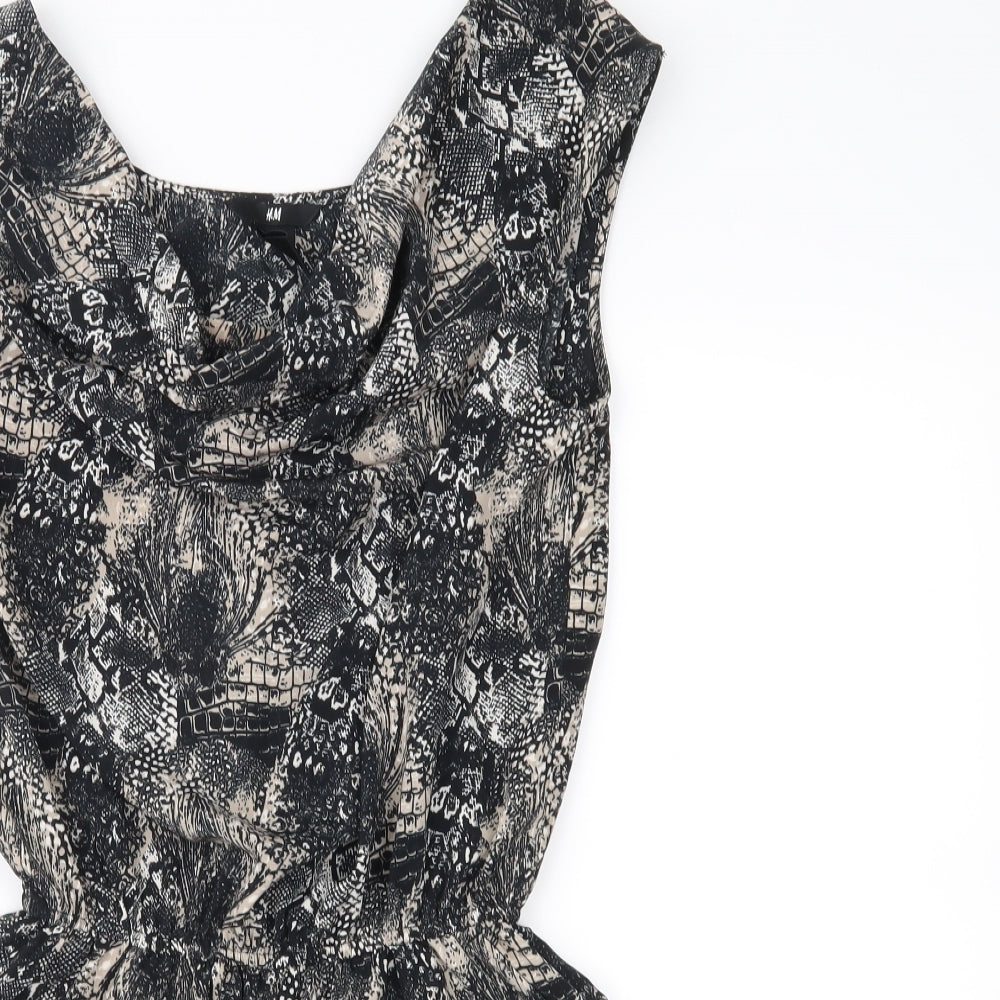 H&M Womens Black Geometric  Playsuit One-Piece Size 6