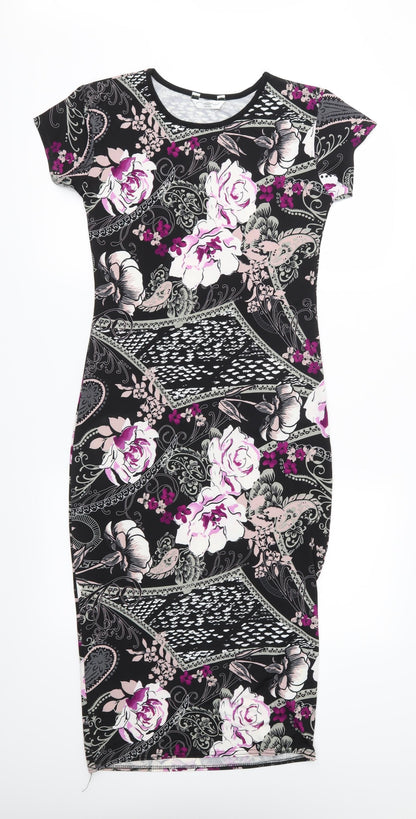 New Look Womens Black Floral  Sheath  Size S