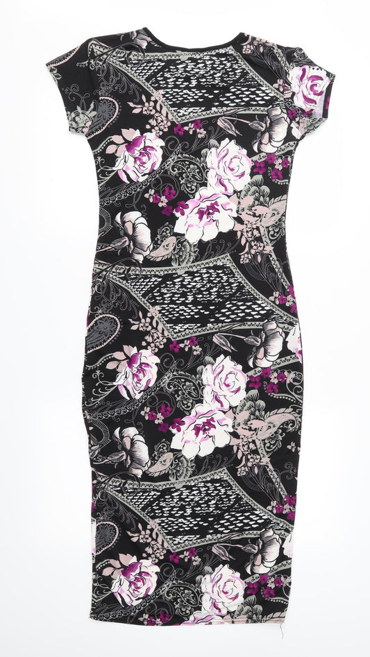 New Look Womens Black Floral  Sheath  Size S