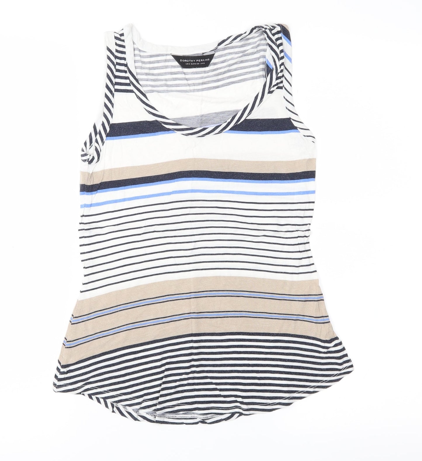 Dorothy Perkins Womens Ivory Striped Jersey Basic T-Shirt Size 10