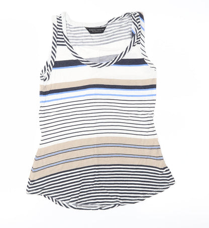 Dorothy Perkins Womens Ivory Striped Jersey Basic T-Shirt Size 10