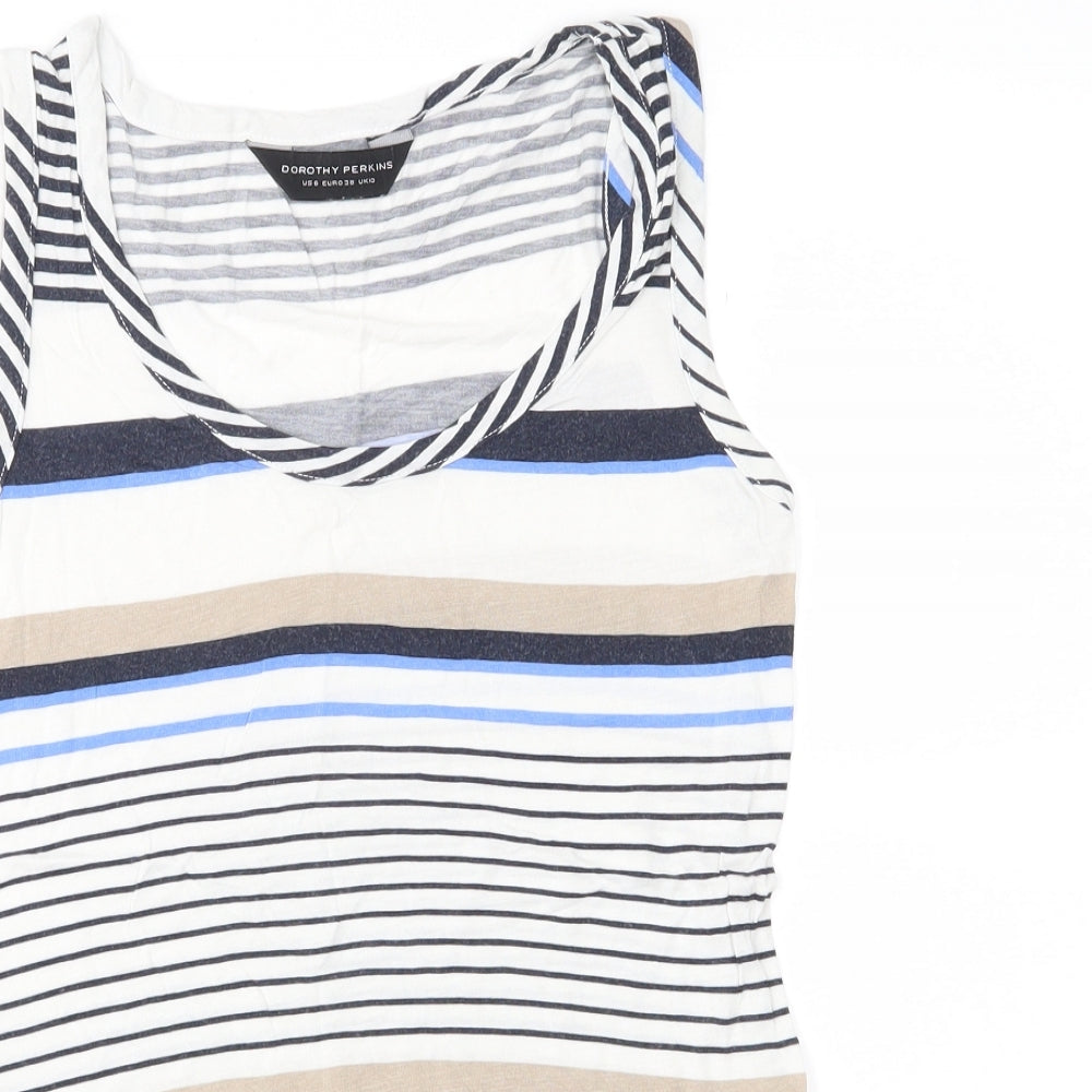 Dorothy Perkins Womens Ivory Striped Jersey Basic T-Shirt Size 10