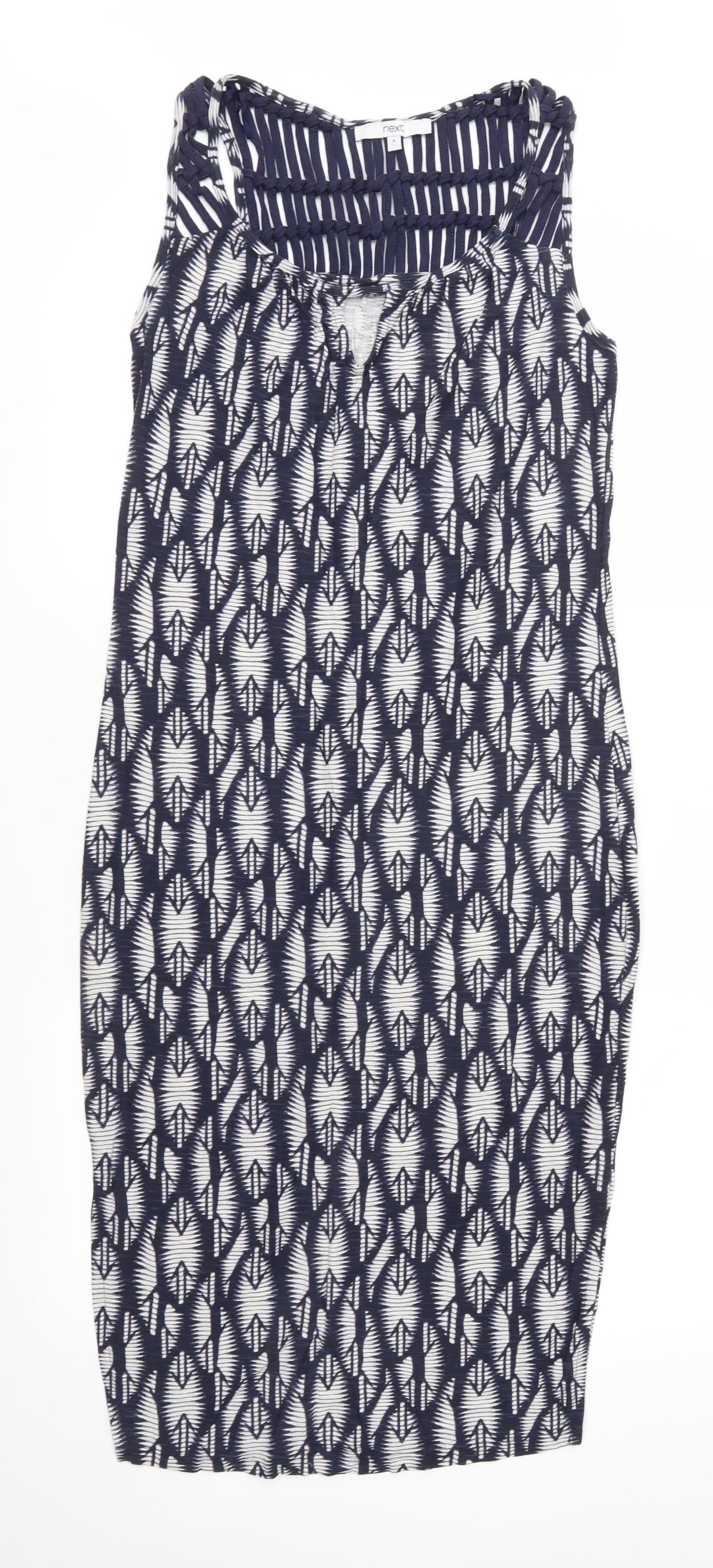 NEXT Womens Blue Geometric Jersey Shift  Size 6