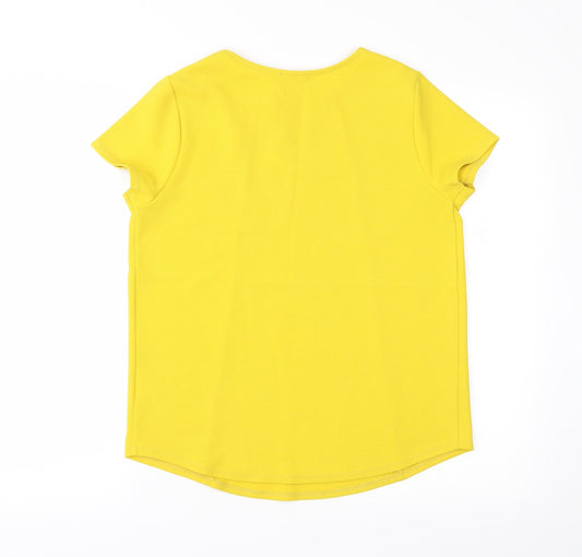 Womens UK Size 10 Papaya Yellow Basic Blouse