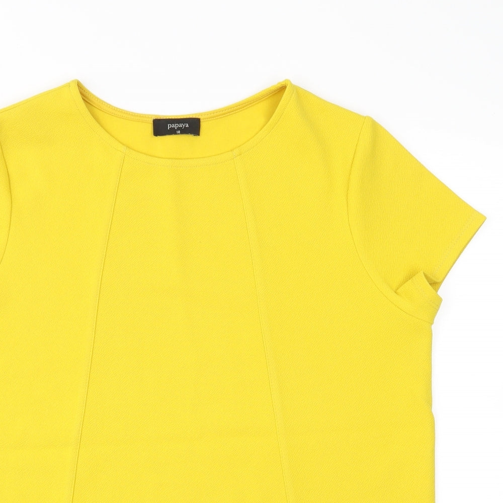 Womens UK Size 10 Papaya Yellow Basic Blouse