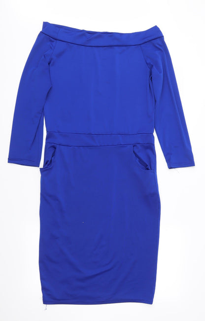 Preworn Womens Blue  Jersey Sheath  Size XL