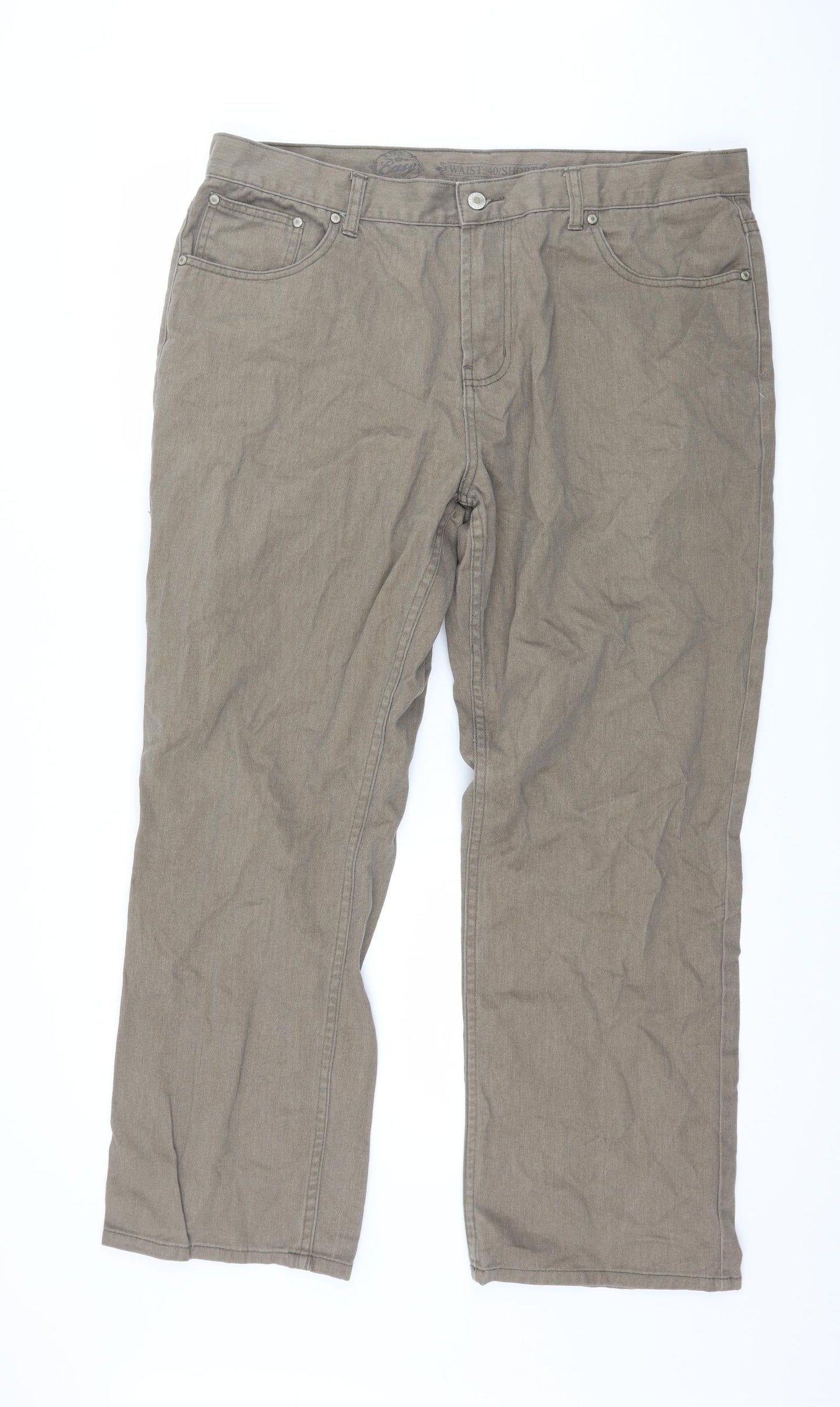 Easy Mens Brown  Denim Straight Jeans Size 40 in L28 in