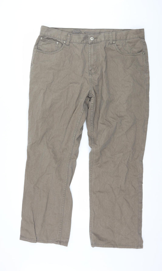 Easy Mens Brown  Denim Straight Jeans Size 40 in L28 in