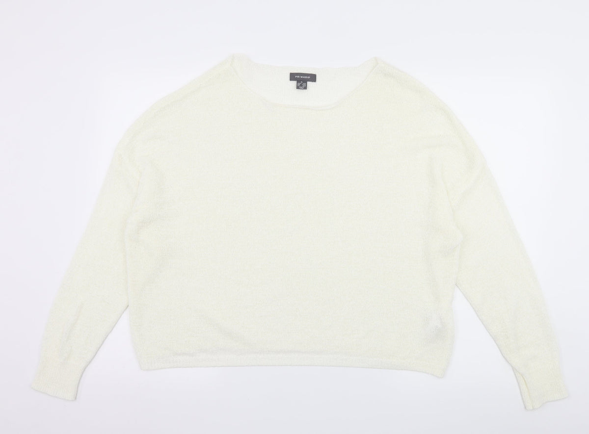 Primark Womens White  Knit Pullover Jumper Size 18