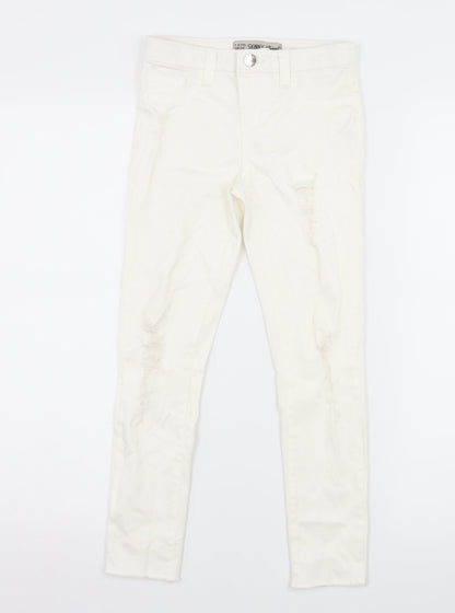 Denim & Co. Girls White  Denim Skinny Jeans Size 7-8 Years - Distressed