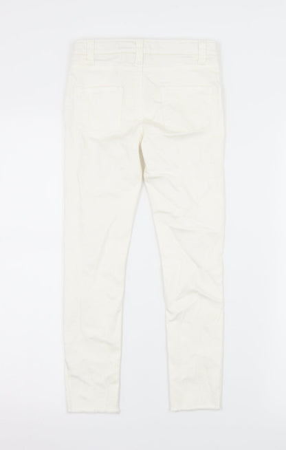 Denim & Co. Girls White  Denim Skinny Jeans Size 7-8 Years - Distressed