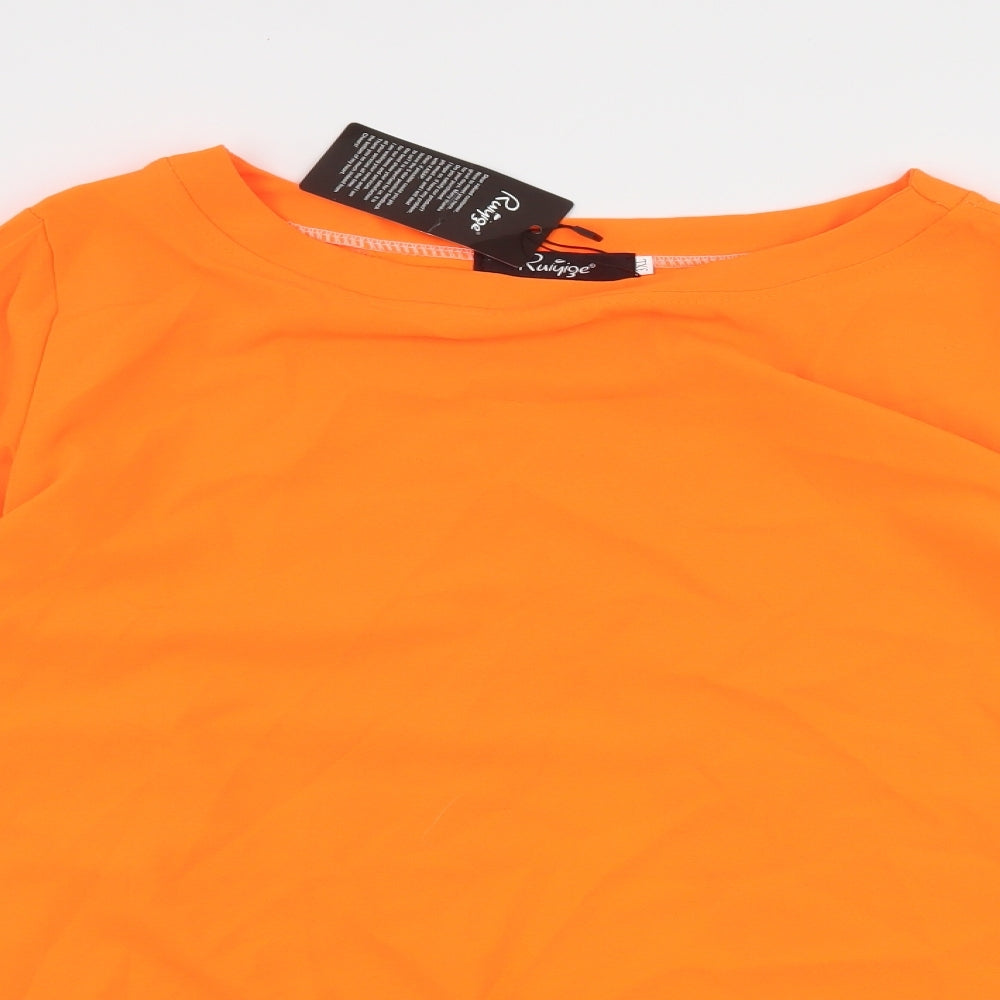 Ruiyige Womens Orange   Basic Blouse Size 3XL  - Neon