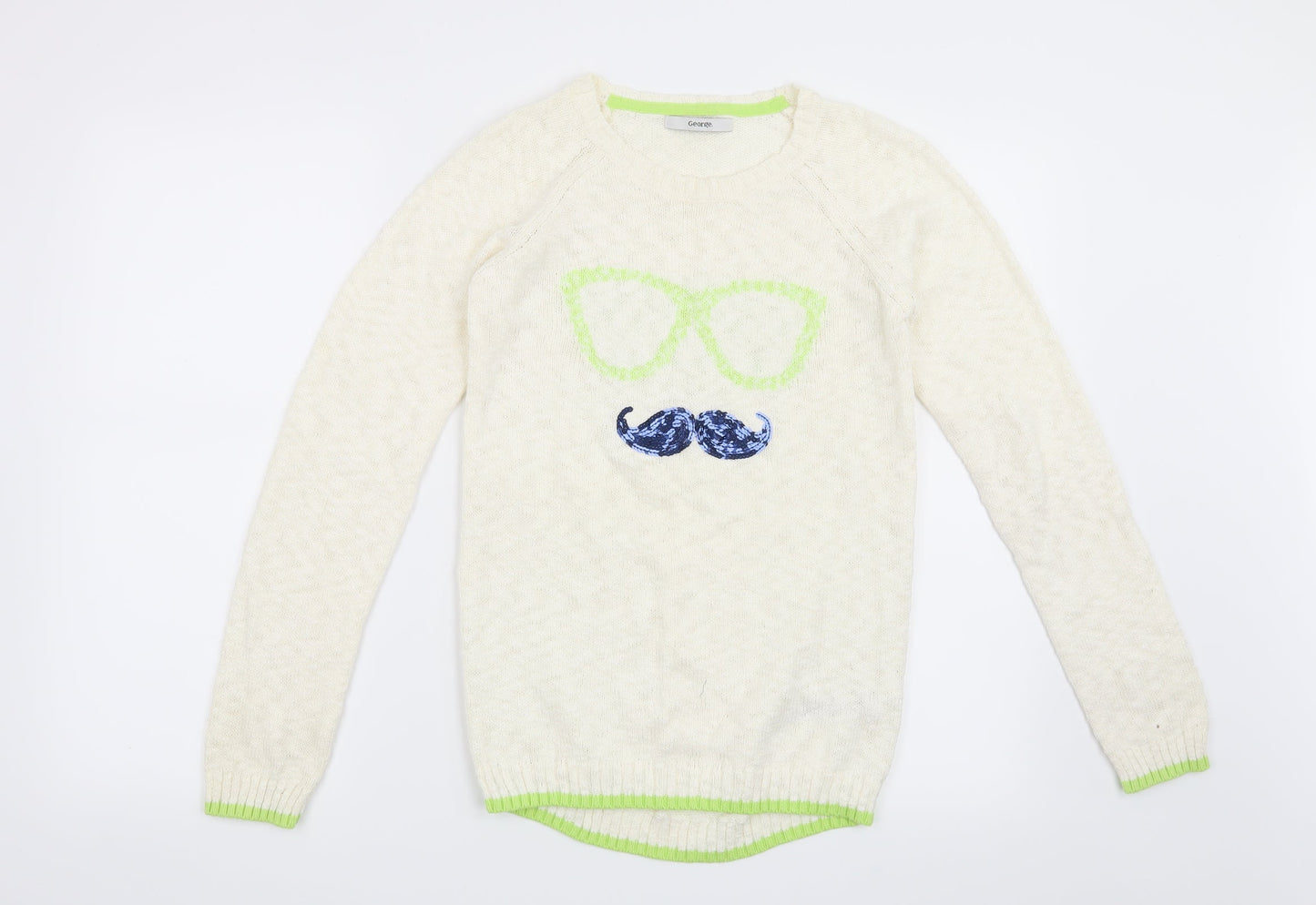 George Girls Beige   Pullover Jumper Size 12-13 Years  - Face