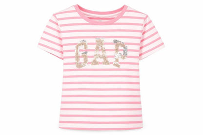 Gap Girls Pink Striped  Basic T-Shirt Size S