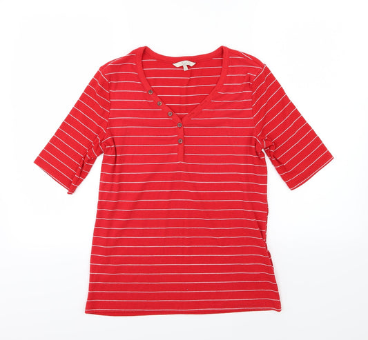 Clockhouse Womens Red Striped Jersey Basic T-Shirt
