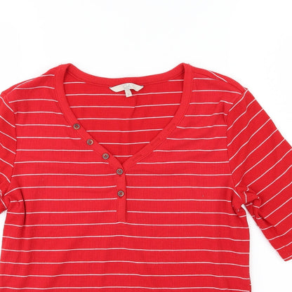 Clockhouse Womens Red Striped Jersey Basic T-Shirt